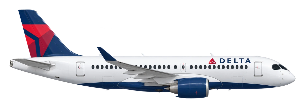 Airbus A220-100 in Delta Air Lines livery, side profile