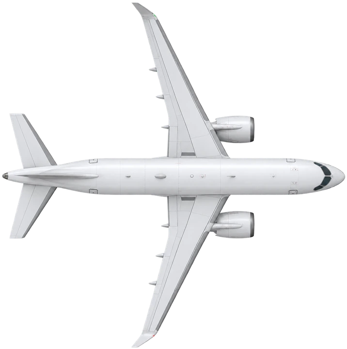 Airbus A220-100 in easyJet livery, top view