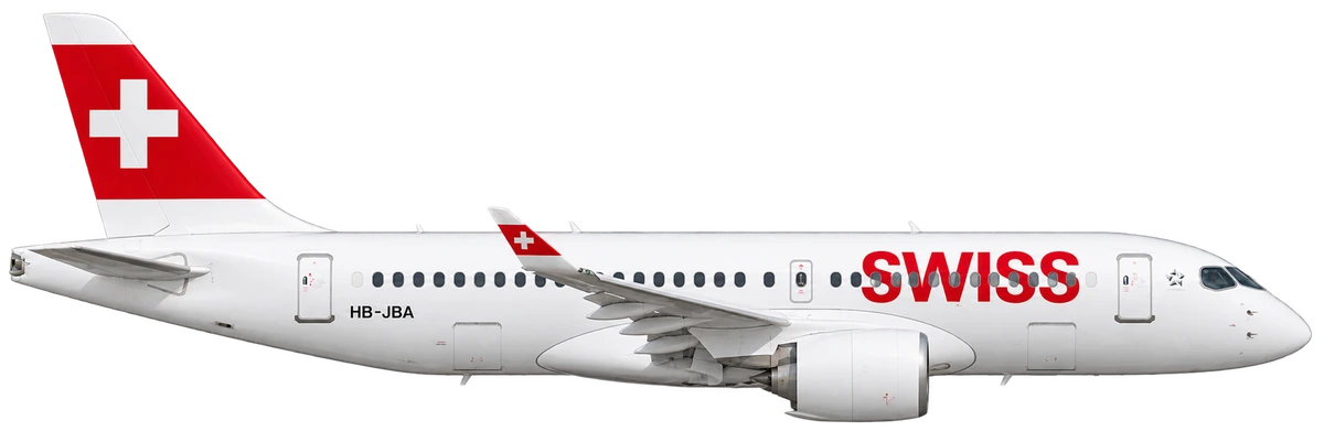 Airbus A220-100 in Swiss International Air Lines livery, side profile