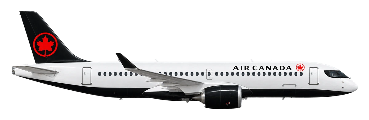 Airbus A220-300 in Air Canada livery, side profile