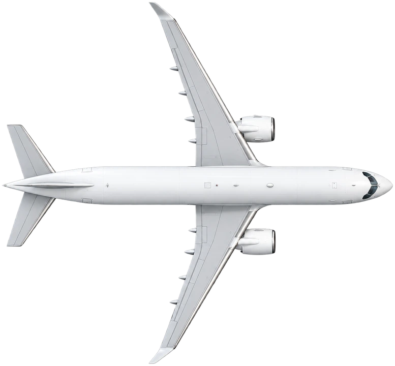 Airbus A220-300 in Shenzhen Airlines livery, top view