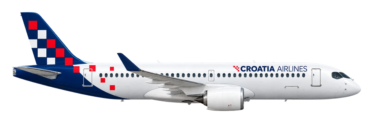 Airbus A220-300 in Croatia Airlines livery, side profile