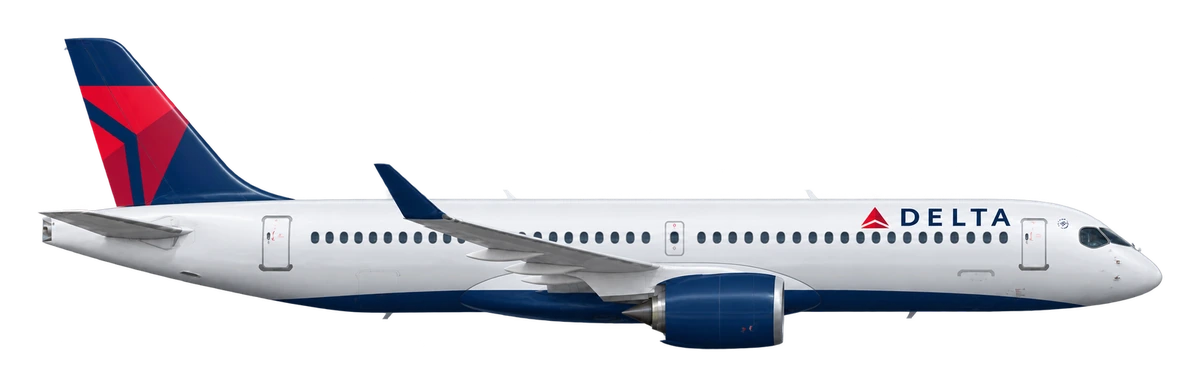 Airbus A220-300 in Delta Air Lines livery, side profile