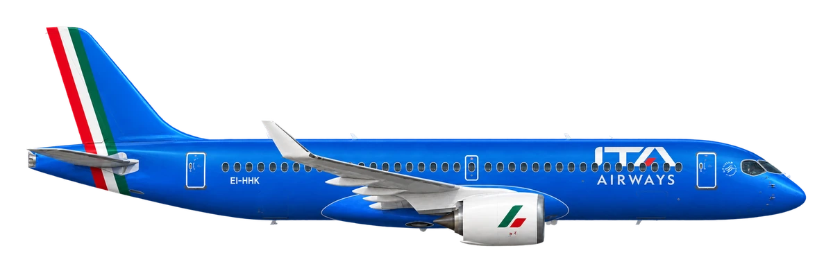 Airbus A220-300 in ITA Airways livery, side profile