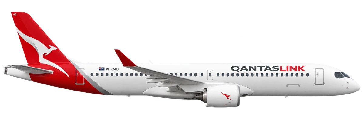 Airbus A220-300 in QantasLink livery, side profile
