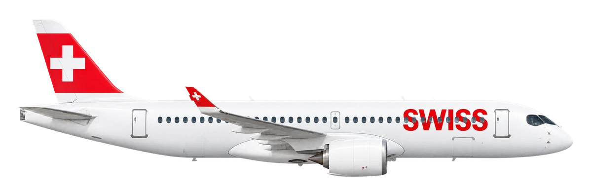 Airbus A220-300 in Swiss International Air Lines livery, side profile