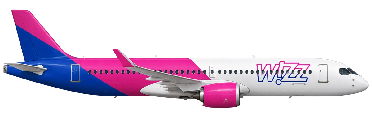 Airbus A220-300 in Wizz Air livery, side profile