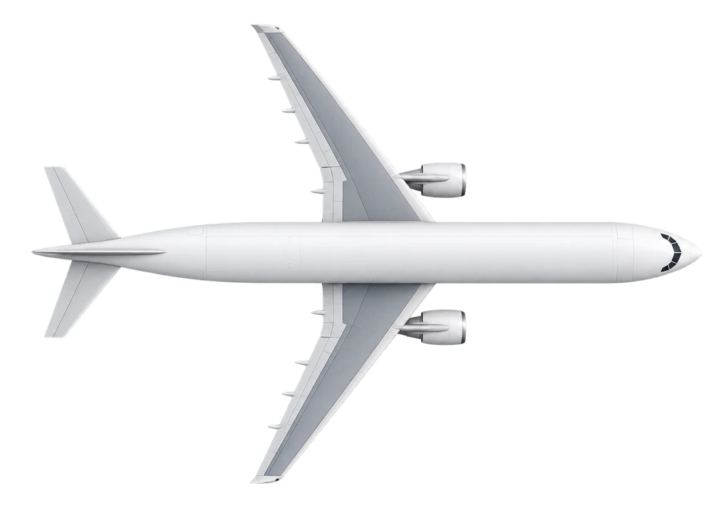 Airbus A300-600R in Saudia livery, top view