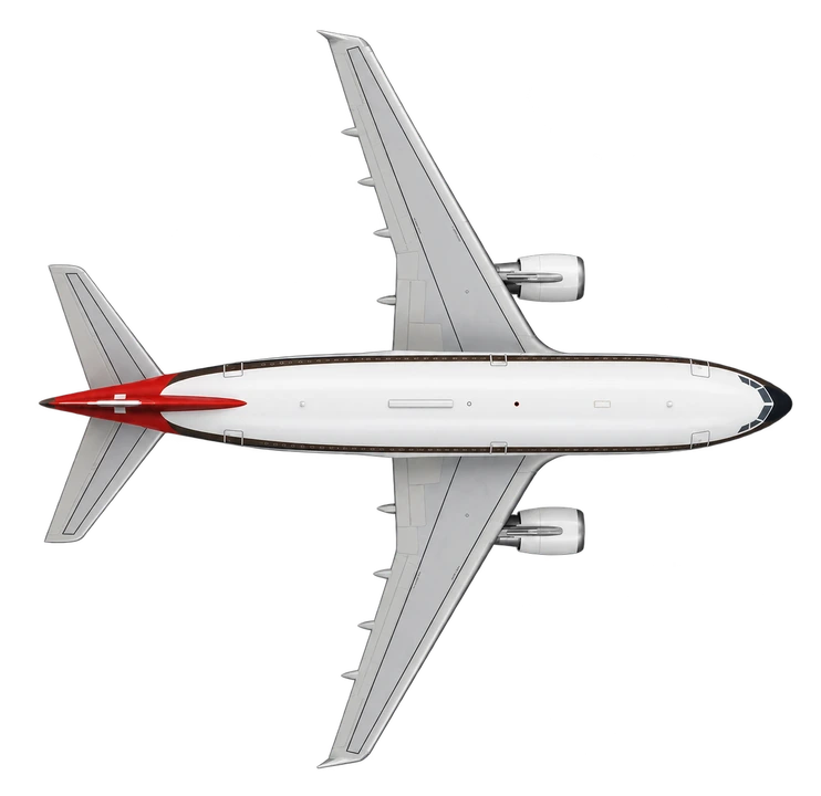 Airbus A310-300 in Swiss International Air Lines livery, top view