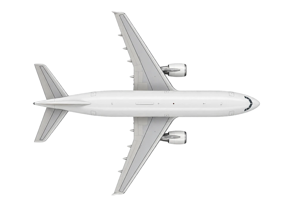 Airbus A310-300 in Turkish Airlines livery, top view