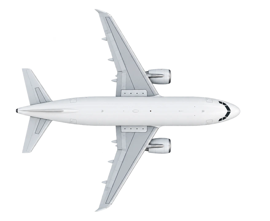 Airbus A318 in American Airlines livery, top view
