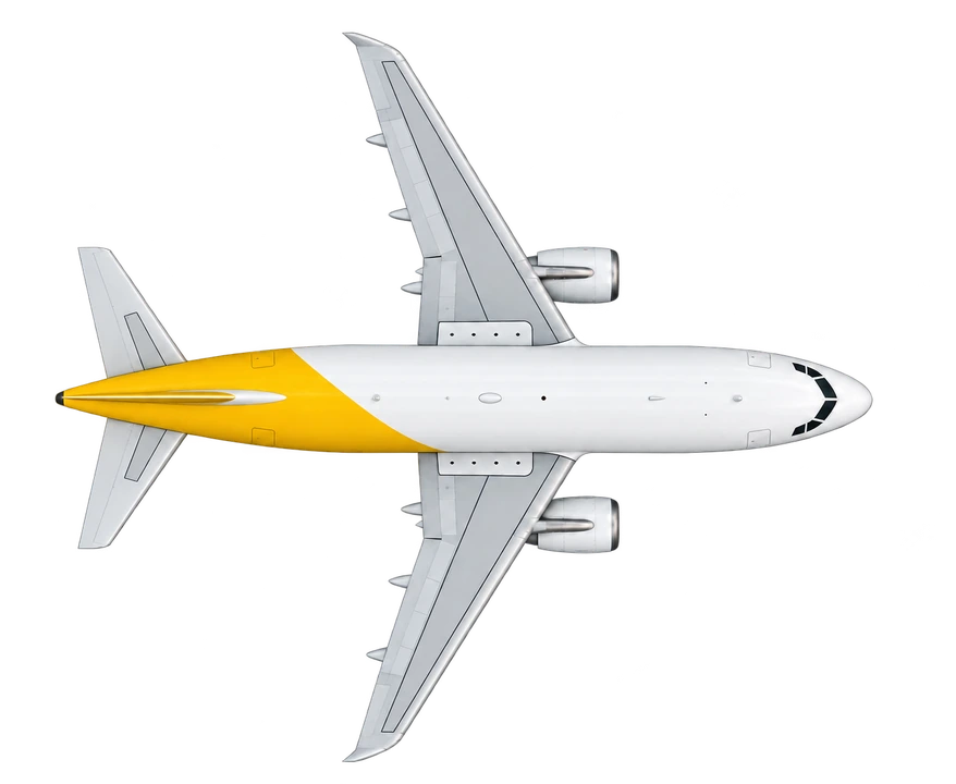 Airbus A318 in Sundair livery, top view