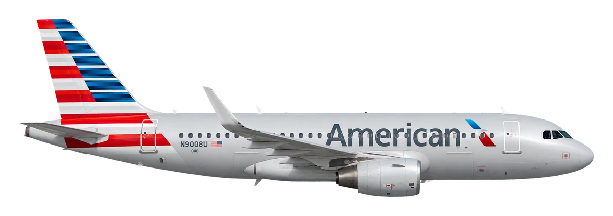 Airbus A319 in American Airlines livery, side profile