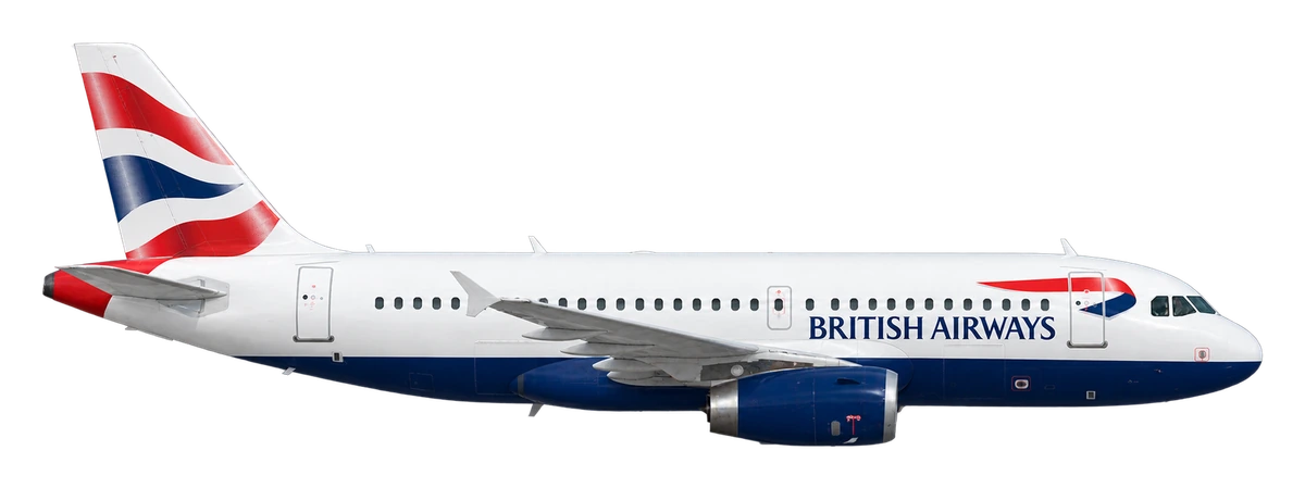 Airbus A319 in British Airways livery, side profile