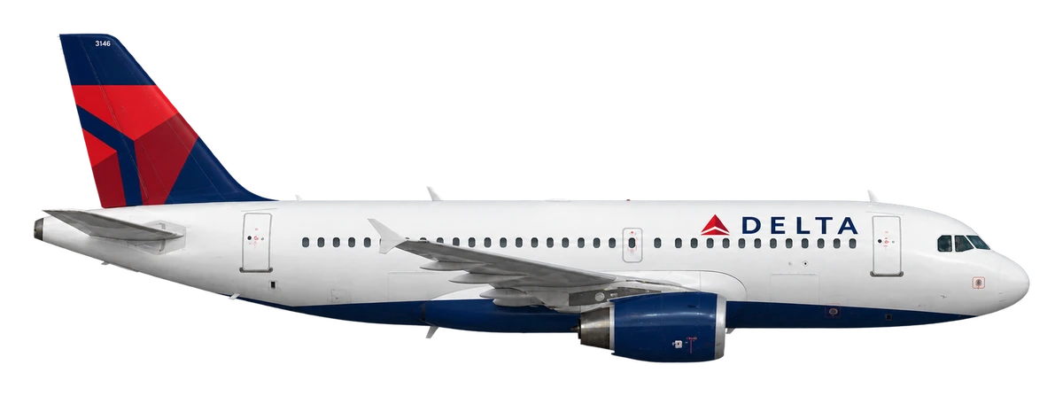 Airbus A319 in Delta Air Lines livery, side profile