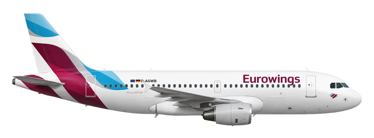 Airbus A319 in Eurowings livery, side profile