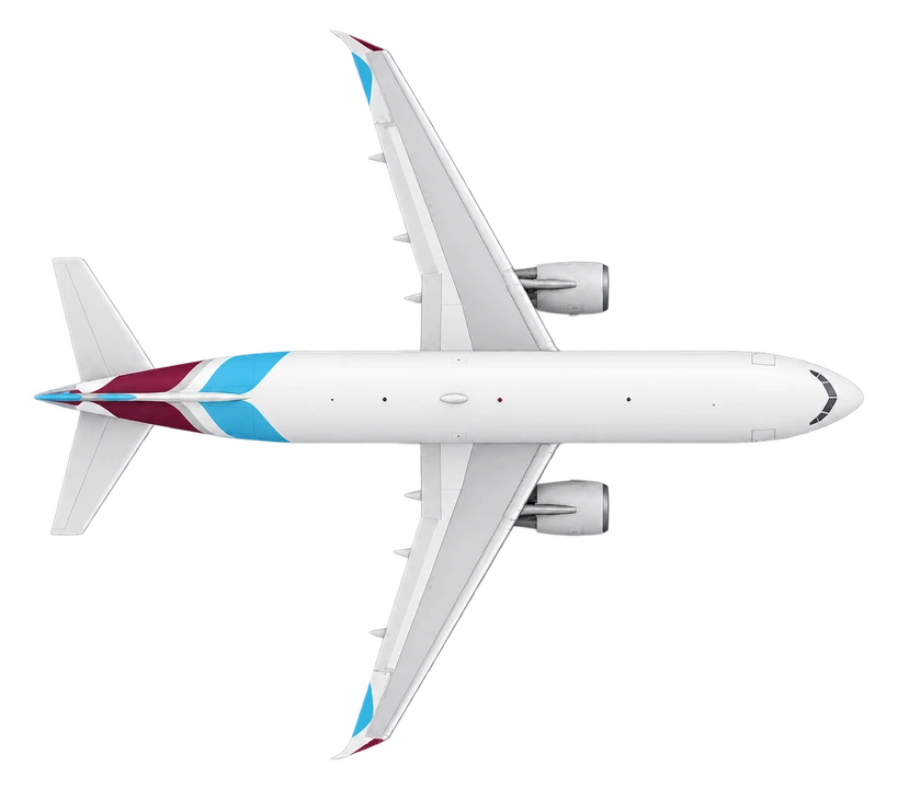 Airbus A319 in Eurowings livery, top view