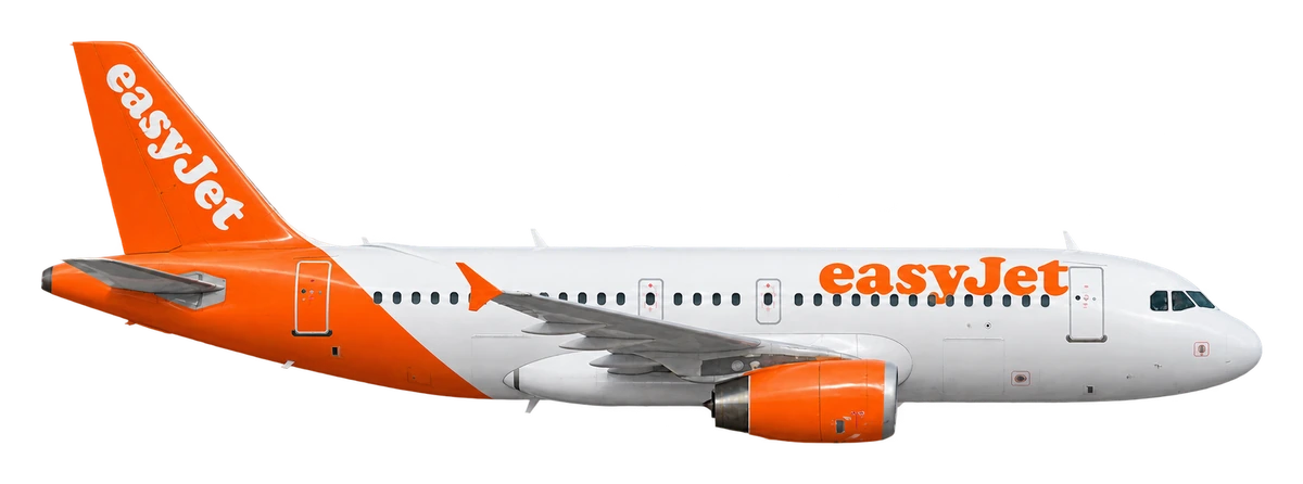Airbus A319 in easyJet livery, side profile