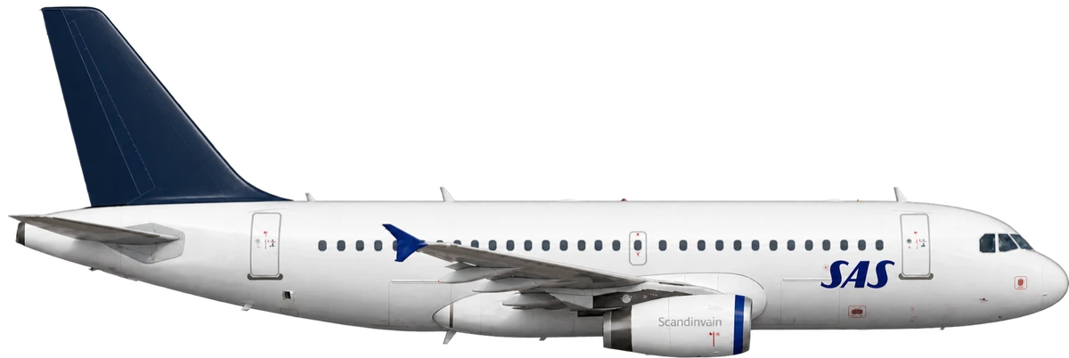 Airbus A319 in SAS Scandinavian Airlines livery, side profile