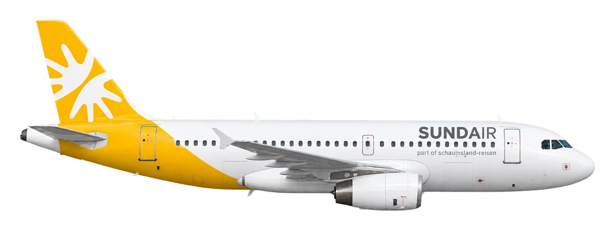 Airbus A319 in Sundair livery, side profile
