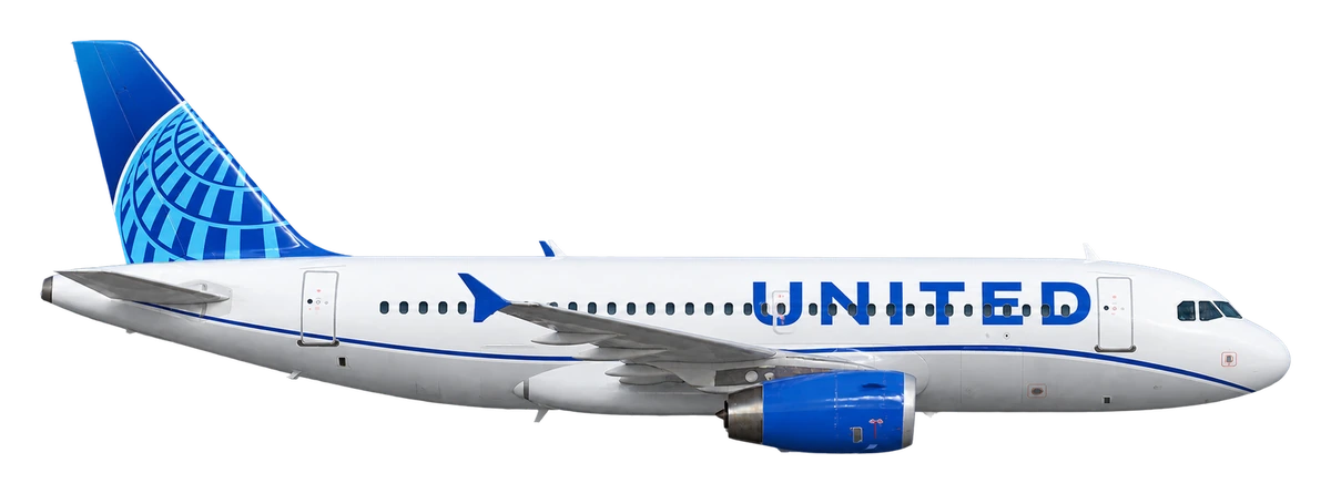 Airbus A319 in United Airlines livery, side profile