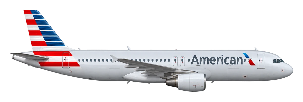 Airbus A320 in American Airlines livery, side profile