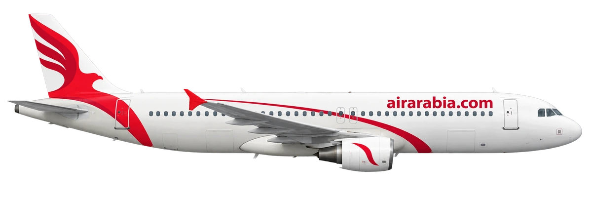 Airbus A320 in Air Arabia Abu Dhabi livery, side profile
