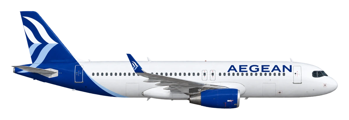 Airbus A320 in Aegean Airlines livery, side profile