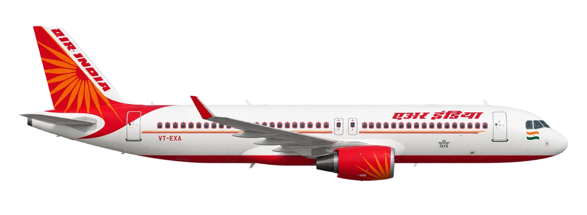Airbus A320 in Air India livery, side profile
