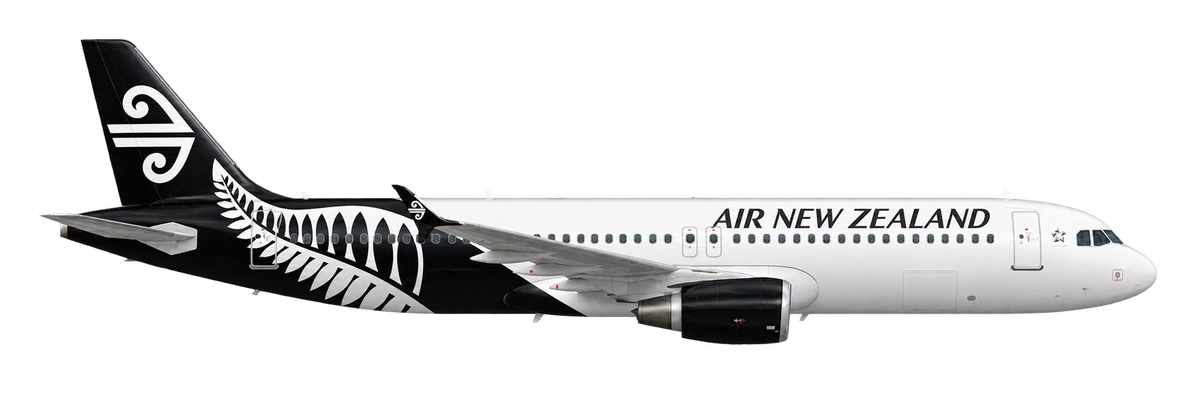 Airbus A320 in Air New Zealand livery, side profile