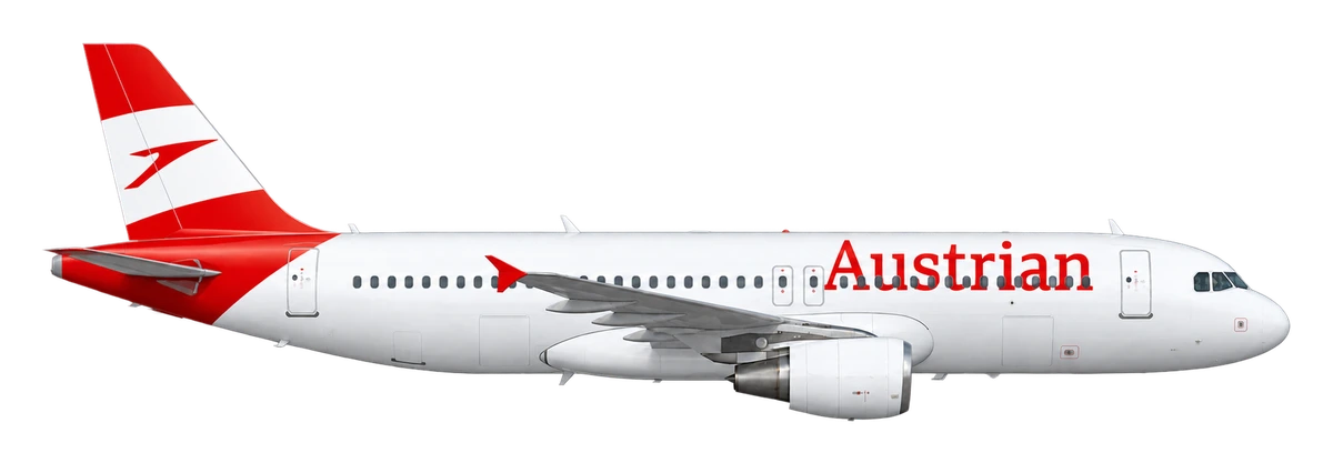 Airbus A320 in Austrian Airlines livery, side profile