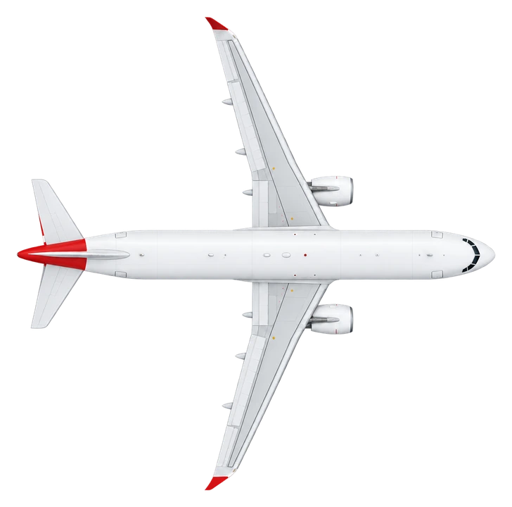 Airbus A320 in Austrian Airlines livery, top view