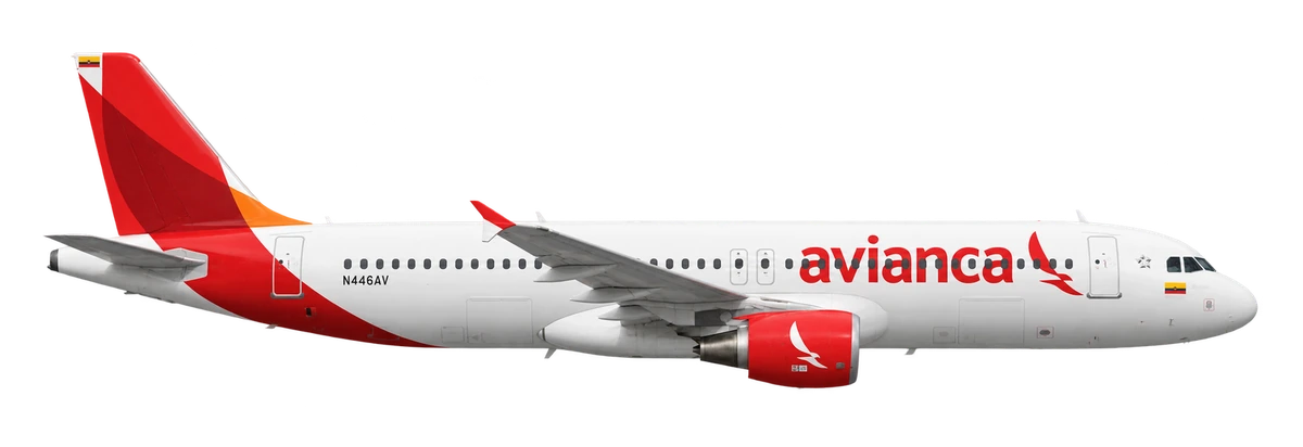 Airbus A320 in Avianca livery, side profile