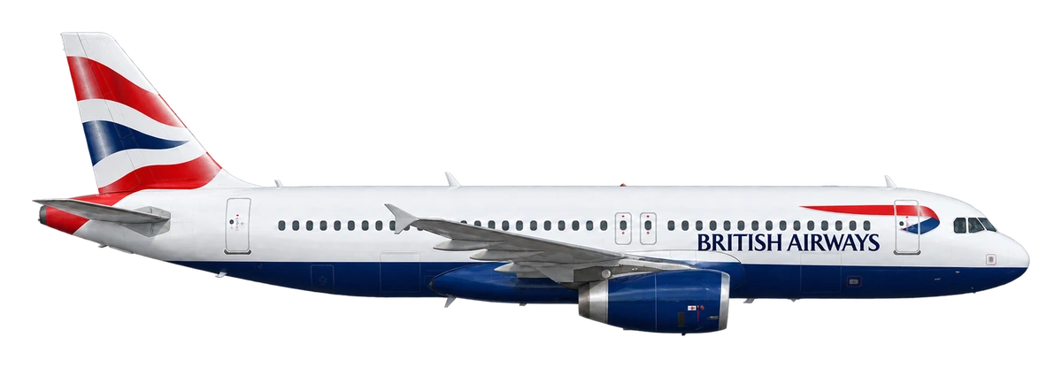 Airbus A320 in British Airways livery, side profile