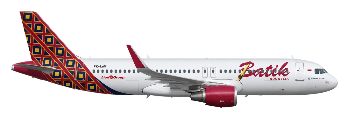 Airbus A320 in Batik Air livery, side profile
