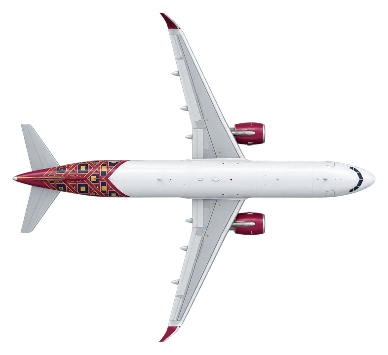 Airbus A320 in Batik Air livery, top view