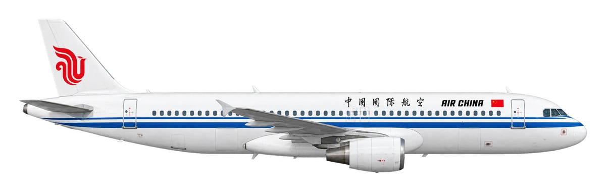 Airbus A320 in Air China livery, side profile