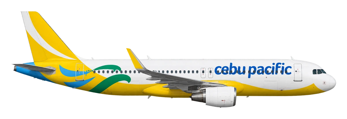Airbus A320 in Cebu Pacific livery, side profile