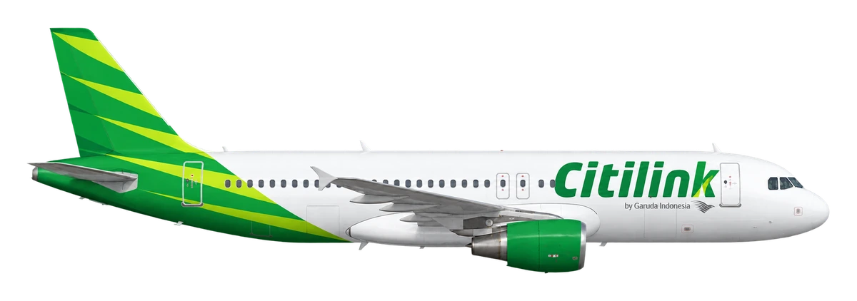 Airbus A320 in Citilink livery, side profile