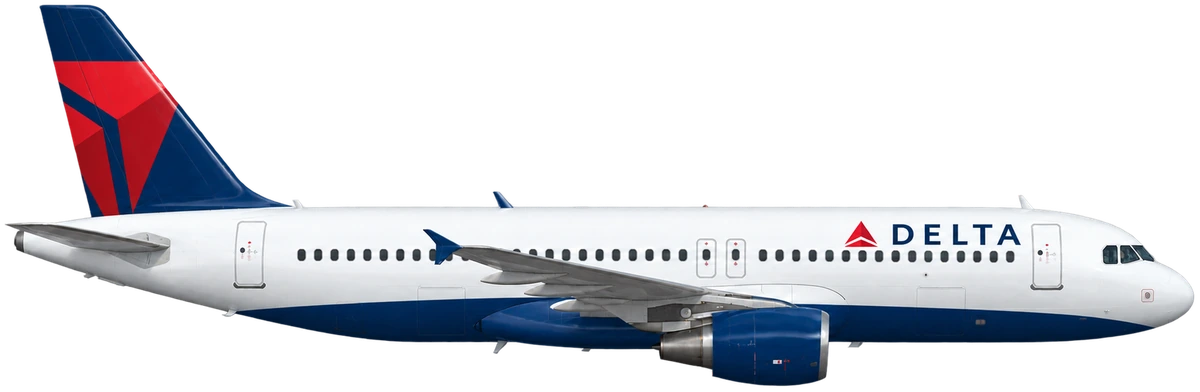 Airbus A320 in Delta Air Lines livery, side profile