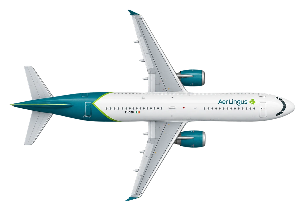 Airbus A320 in Aer Lingus livery, top view