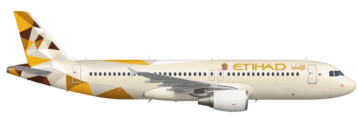 Airbus A320 in Etihad Airways livery, side profile