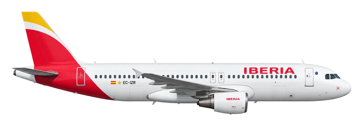 Airbus A320 in Iberia livery, side profile