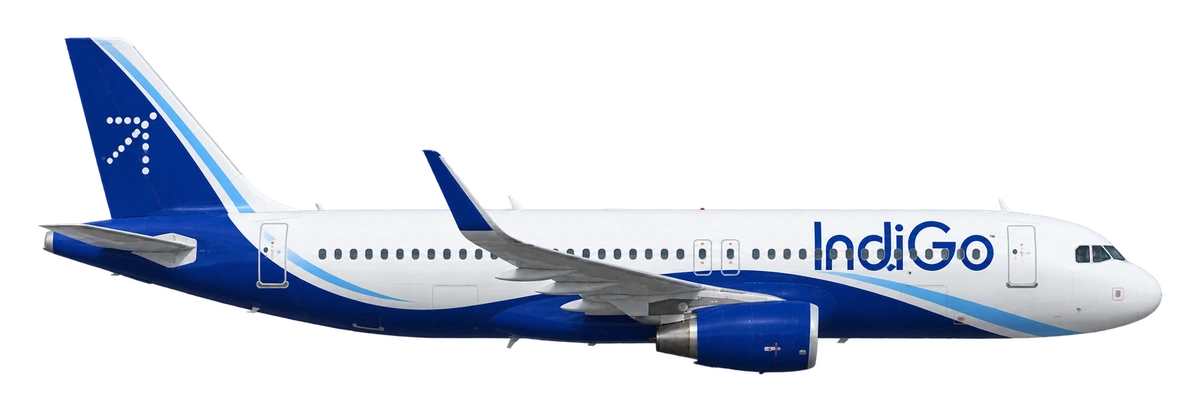 Airbus A320 in IndiGo livery, side profile