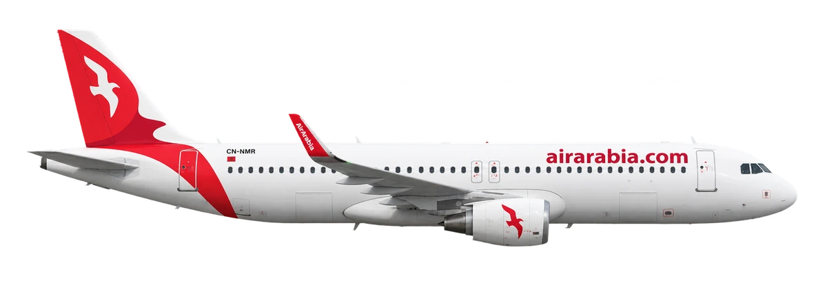 Airbus A320 in Air Arabia Maroc livery, side profile