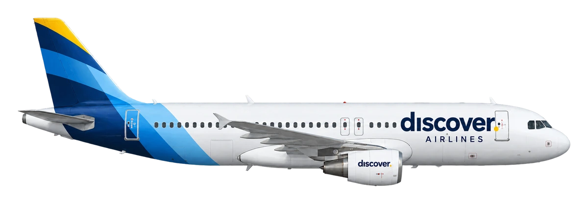 Airbus A320 in Discover Airlines livery, side profile