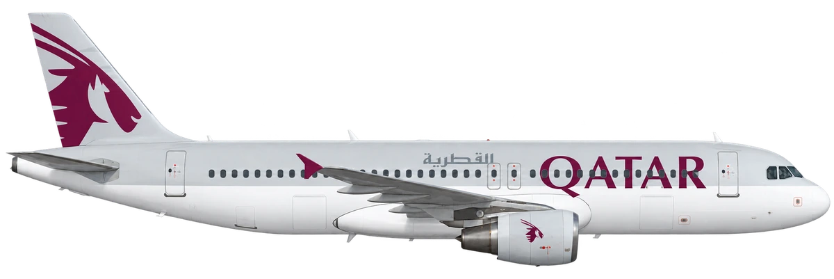 Airbus A320 in Qatar Airways livery, side profile