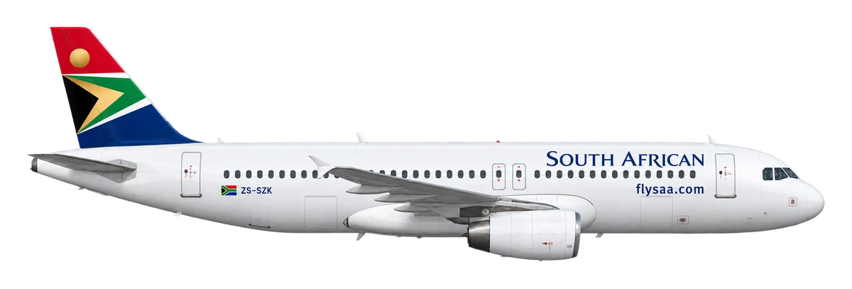 Airbus A320 in South African Airways livery, side profile