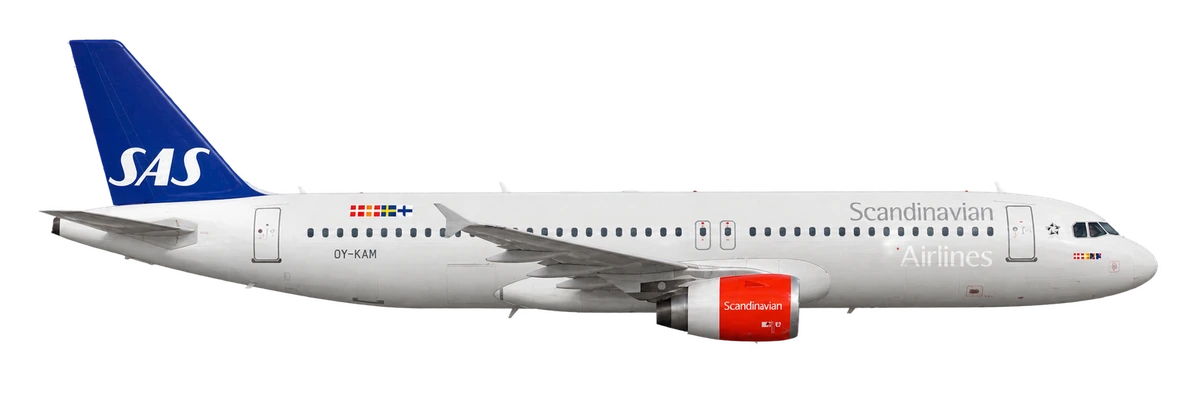 Airbus A320 in SAS Scandinavian Airlines livery, side profile