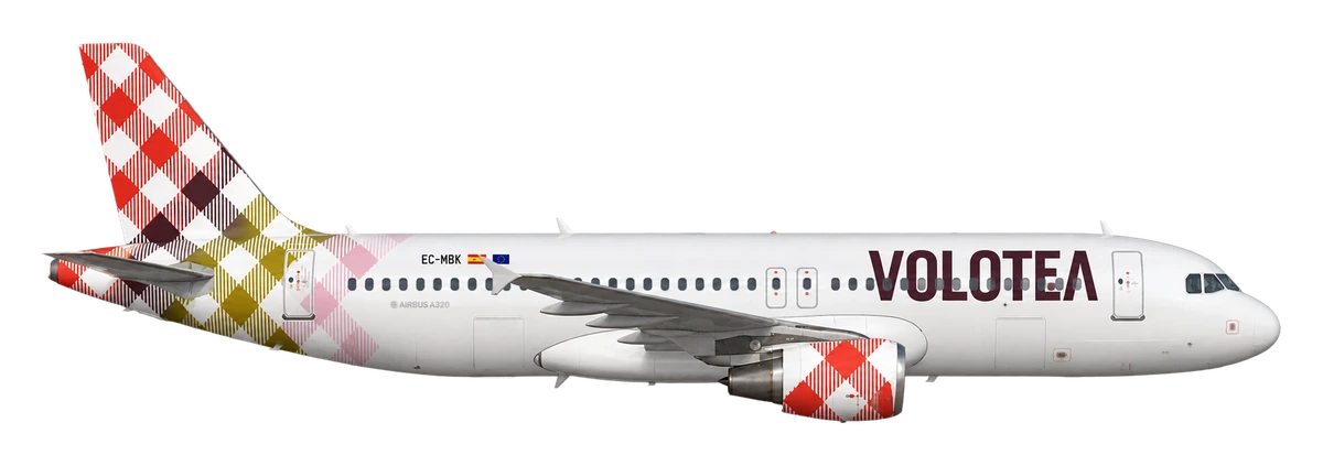 Airbus A320 in Volotea livery, side profile